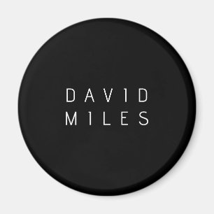 Íman Moderno Nome Editável Minimalista   Preto & Branco