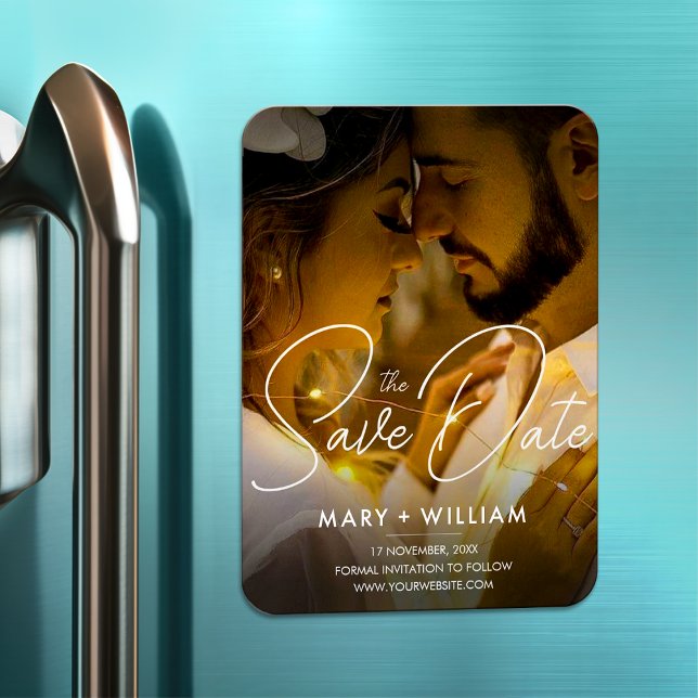 Íman Moderno salve a data do casamento elegante foto do (Criador carregado)