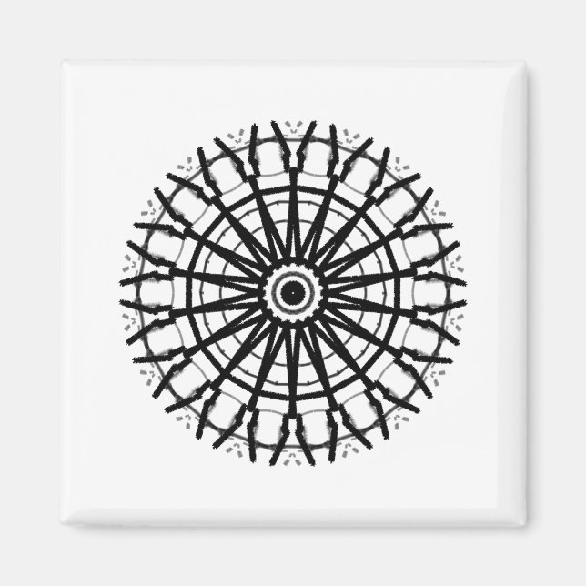 Íman MODERNO _UM CÍRCULO ROSA caleidoscópio _COR _PRETO (Frente)