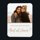 Íman Moderno Você Será Meu Magneto De Fotografia Madrin<br><div class="desc">Modelo minimalista simples em caligrafia dourada com sua foto favorita. Fácil de editar para criar sua própria proposta personalizada exclusiva</div>