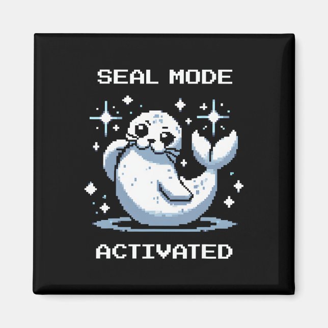 Íman Modo de Foca Ativado Pixel Art Foca Estilo de Joga (Frente)