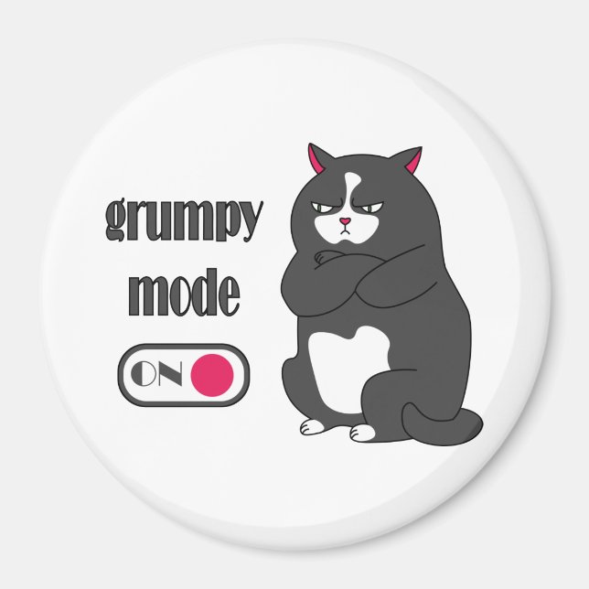 Íman Modo rabugento em gato gordo engraçado (Frente)