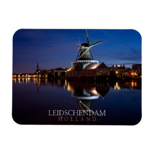 Íman Moinho de vento Leidschendam com reflexão à noit