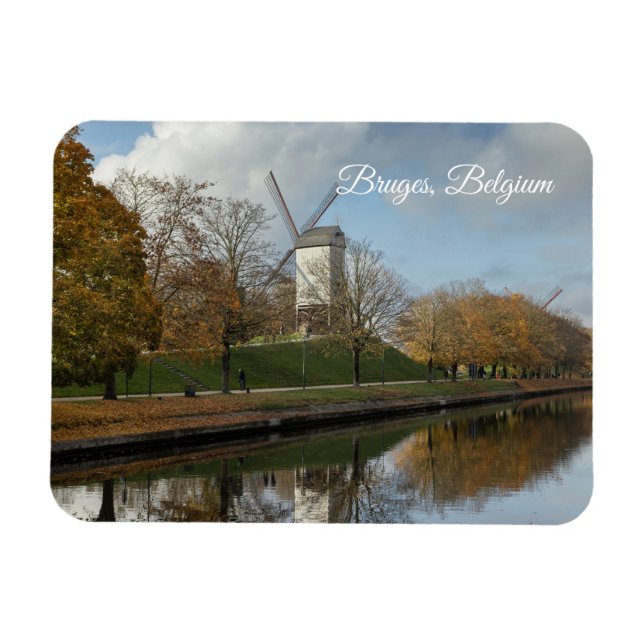 Íman Moinhos de Vento de Bruges Reflexos de Outono  (Horizontal)