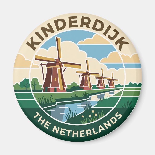 Íman Moinhos de Vento de Kinderdijk Holanda (Frente)