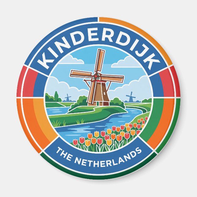 Íman Moinhos de Vento de Kinderdijk Holanda (Frente)