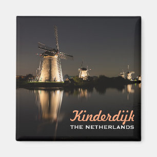 Íman Moinhos de vento iluminados no ímã de Kinderdijk