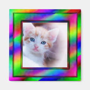 Íman Moldura de Foto com Arco-íris Neon Brilhante Ombre