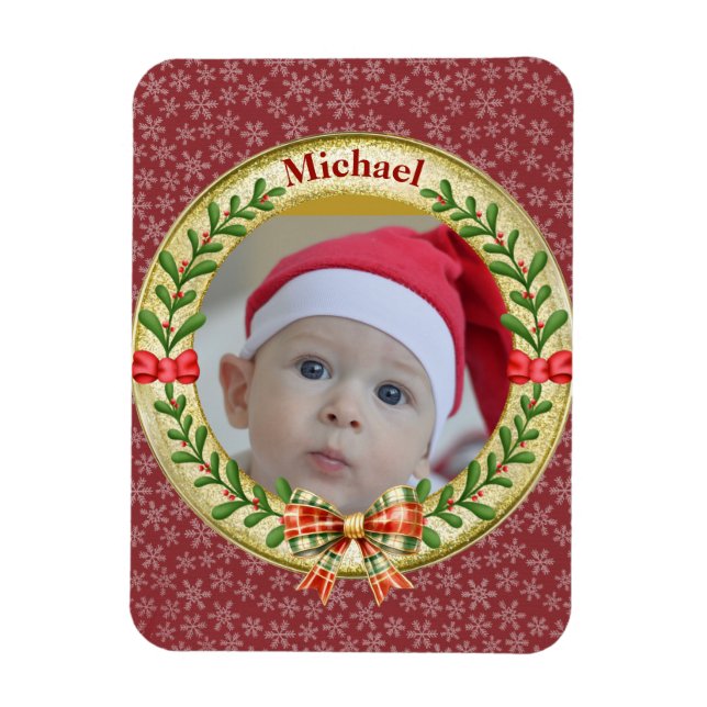 Íman Moldura de Imagem Personalizada e Grinalda de Nata (Vertical)