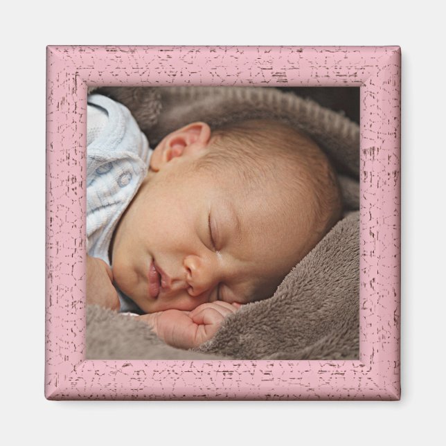 Íman Moldura de madeira falsa rosa pastel vintage perso (Frente)