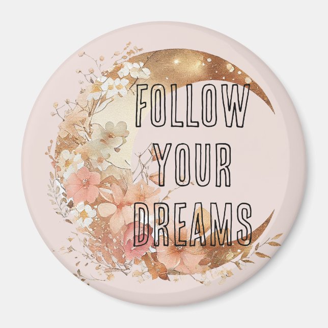 Íman Moldura Dourada Chic - Cor de Rosa (Frente)