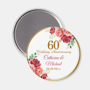 Íman Moldura Dourada de Aniversário de 60 Anos de Casam
