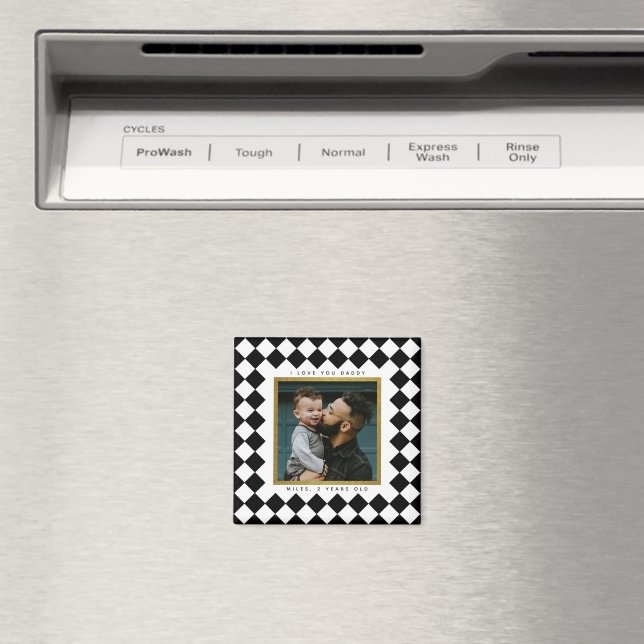 Íman Moldura Xadrez Preto e Branco com Texto (In Situ (Dishwasher))