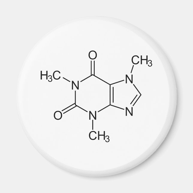 Íman Molécula de Cafeína Química Café Átomos (Frente)