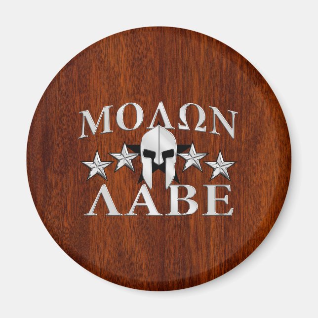 Íman Molon Labe Spartan Helmet 5 estrelas Estilo Mahoga (Frente)