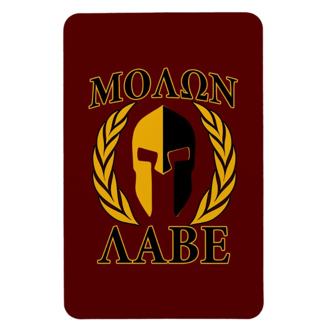 Íman Molon Labe Spartan Mask Laurels Burgundy (Vertical)