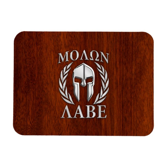Íman Molon Labe Spartan Warrior Laurels Chro Wood Impre (Horizontal)