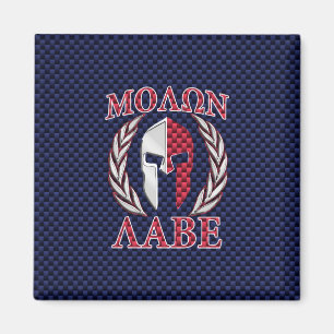 Íman Molon Labe Warrior Mask Blue Carbon Fibra Impressã