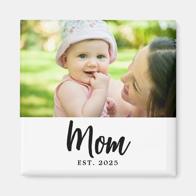 Íman Mom Established Date Photo Gift (Frente)