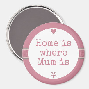 Íman Mom pink with flower and home quote