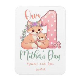 Íman Mommy and Baby Fox Pink 1st Mothers Day