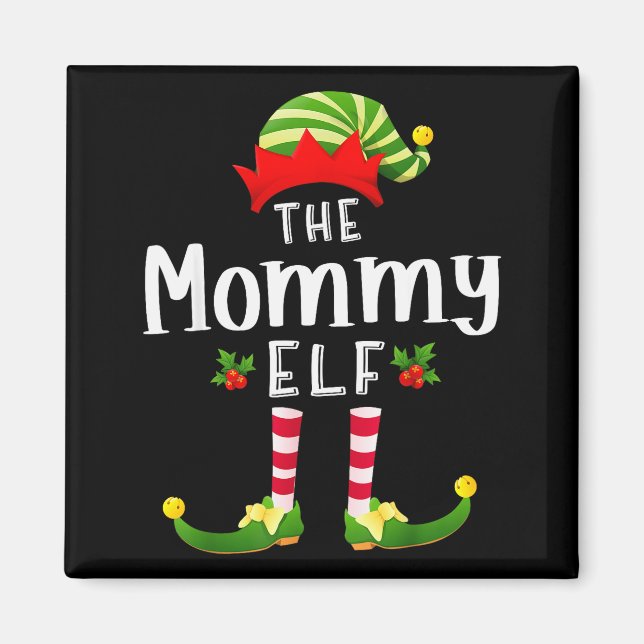 Íman Mommy Christmas Elf Matching Pajama X-mas Party  (Frente)