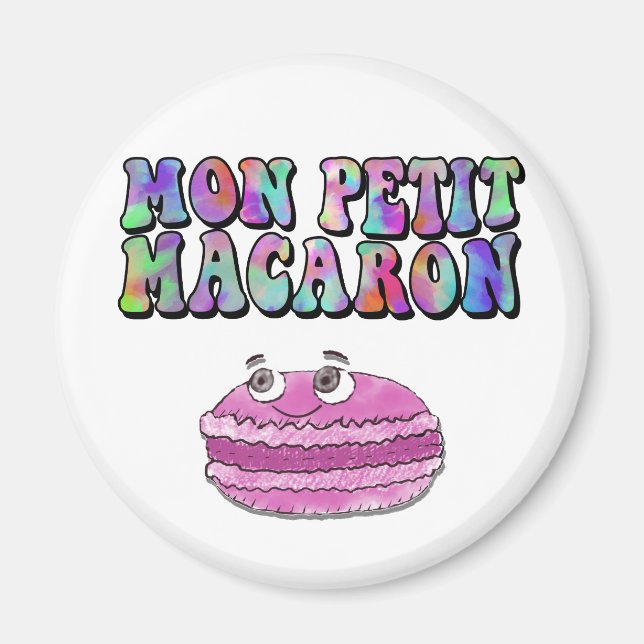 Íman Mon Petit Macaron Retro Tie Dye Groovy Text (Frente)
