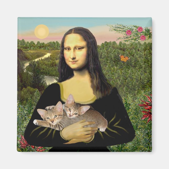 Íman Mona Lisa - Dois Gatinhos Tabby (Frente)