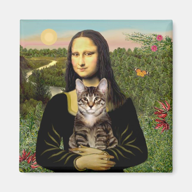 Íman Mona Lisa - Gato Marrom Tabby Tiger (Frente)
