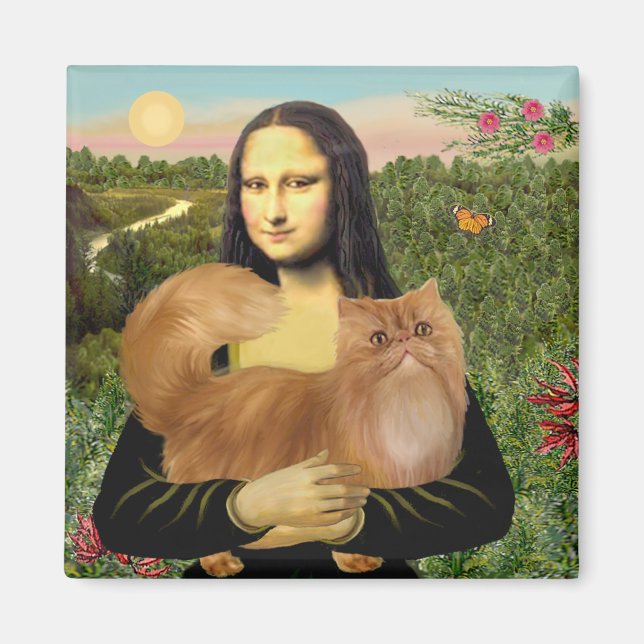 Íman Mona Lisa - Gato Persa Vermelho (Frente)