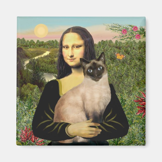 Íman Mona Lisa - Gato Siamês de Seal Point (Frente)