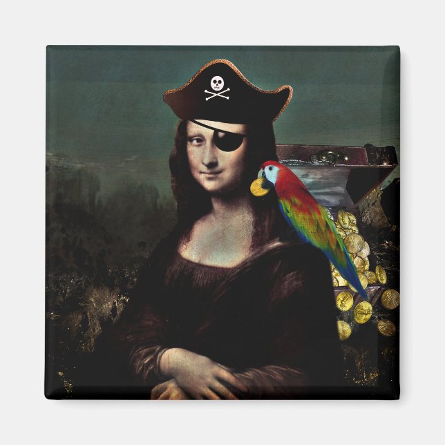 Íman Mona Lisa Pirata com Curativo no Olho (Frente)