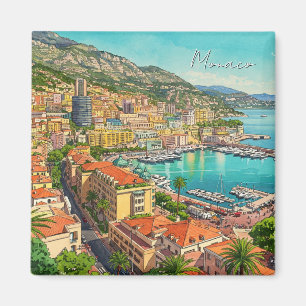 Íman Mônaco Monte Carlo Europe Viagem Watercolor