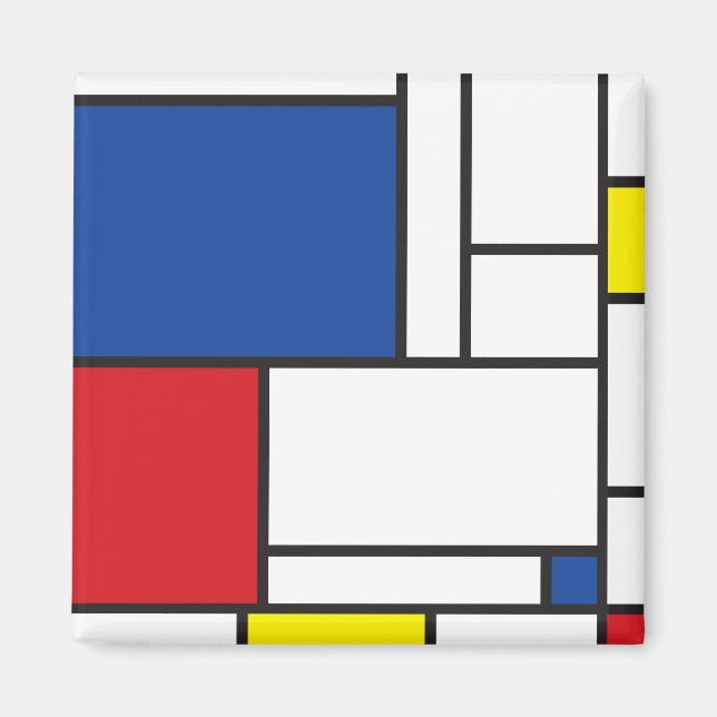 Íman Mondrian Minimalist Geométrico De Stijl Modern Art (Frente)