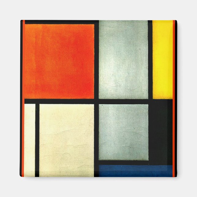 Íman Mondrian - Tableau 3 com laranja, vermelho, amarel (Frente)