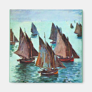 Íman Monet - Barcos de Pesca, Mar Calmo, famoso trabalh