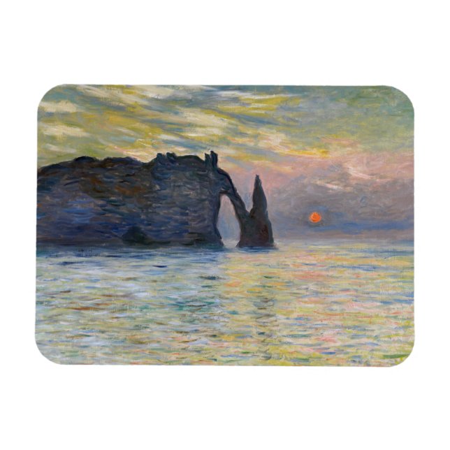 Íman Monet - Manneport, Cliff em Etretat, Sunset (Horizontal)