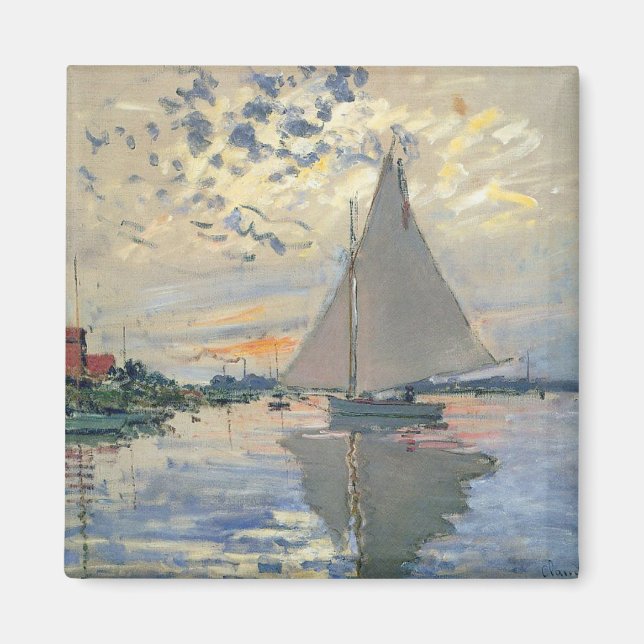 Íman Monet Sailboat French Impressionism Classic Art (Frente)