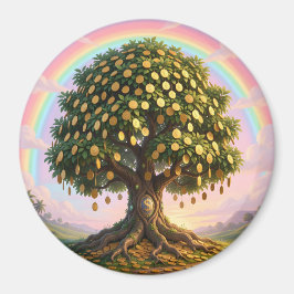 Íman money tree with rainbow