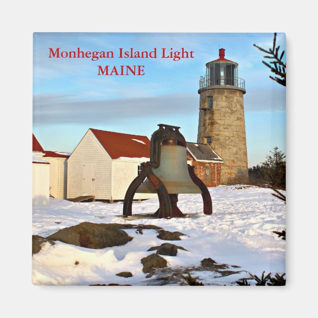 Íman Monhegan Island Light, Maine Magnet (Frente)
