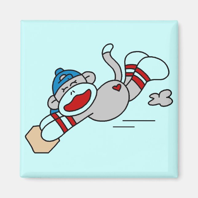 Íman Monkey Baseball mergulhando em Camisetas base e pr (Frente)