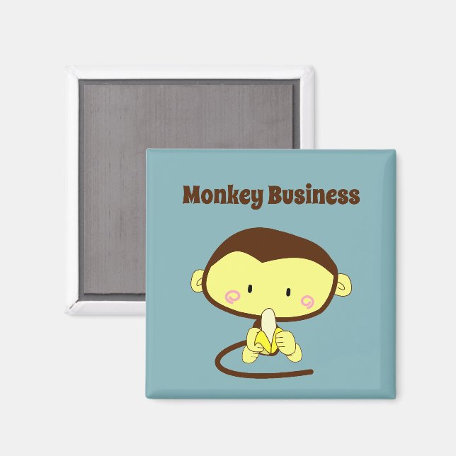 Íman Monkey Business Engraçado Cartoon Monkey Design (Front/Back)