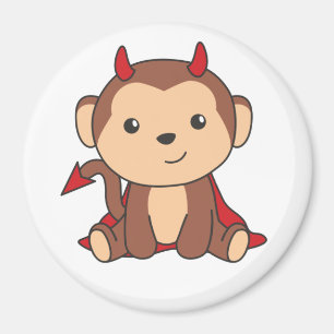 Íman Monkey Halloween Cute Devil Kids Witume