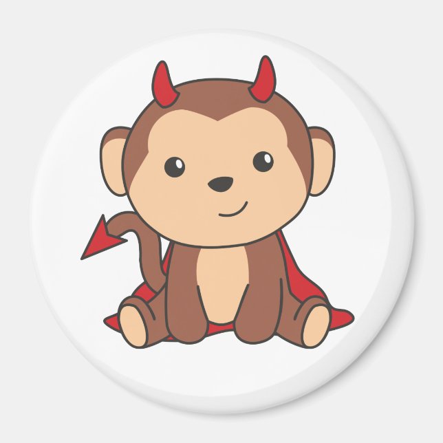 Íman Monkey Halloween Cute Devil Kids Witume (Frente)