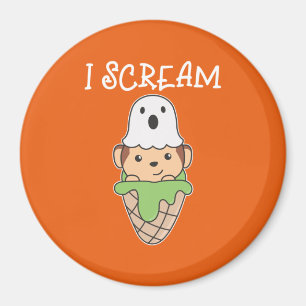 Íman Monkey Halloween Ghost I Gritar Ice Pun