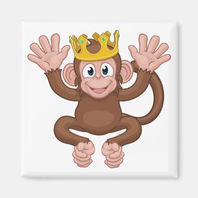 Íman Monkey King Crown Cartoon Animal Mascot Onda (Frente)