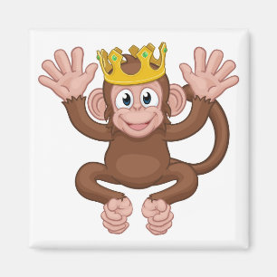 Íman Monkey King Crown Cartoon Animal Mascot Waving