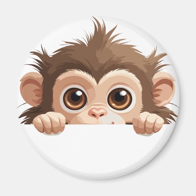 Íman Monkey Peeking Bonito Adorável Cartografia De Anim (Frente)
