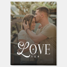 Monogram Script Love Custom Engaged Couples Photo