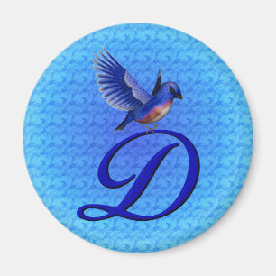Íman Monograma Azul Elegante Inicial D